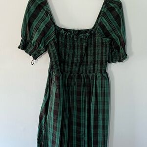 Draper James Green and Black Plaid Midi Dress